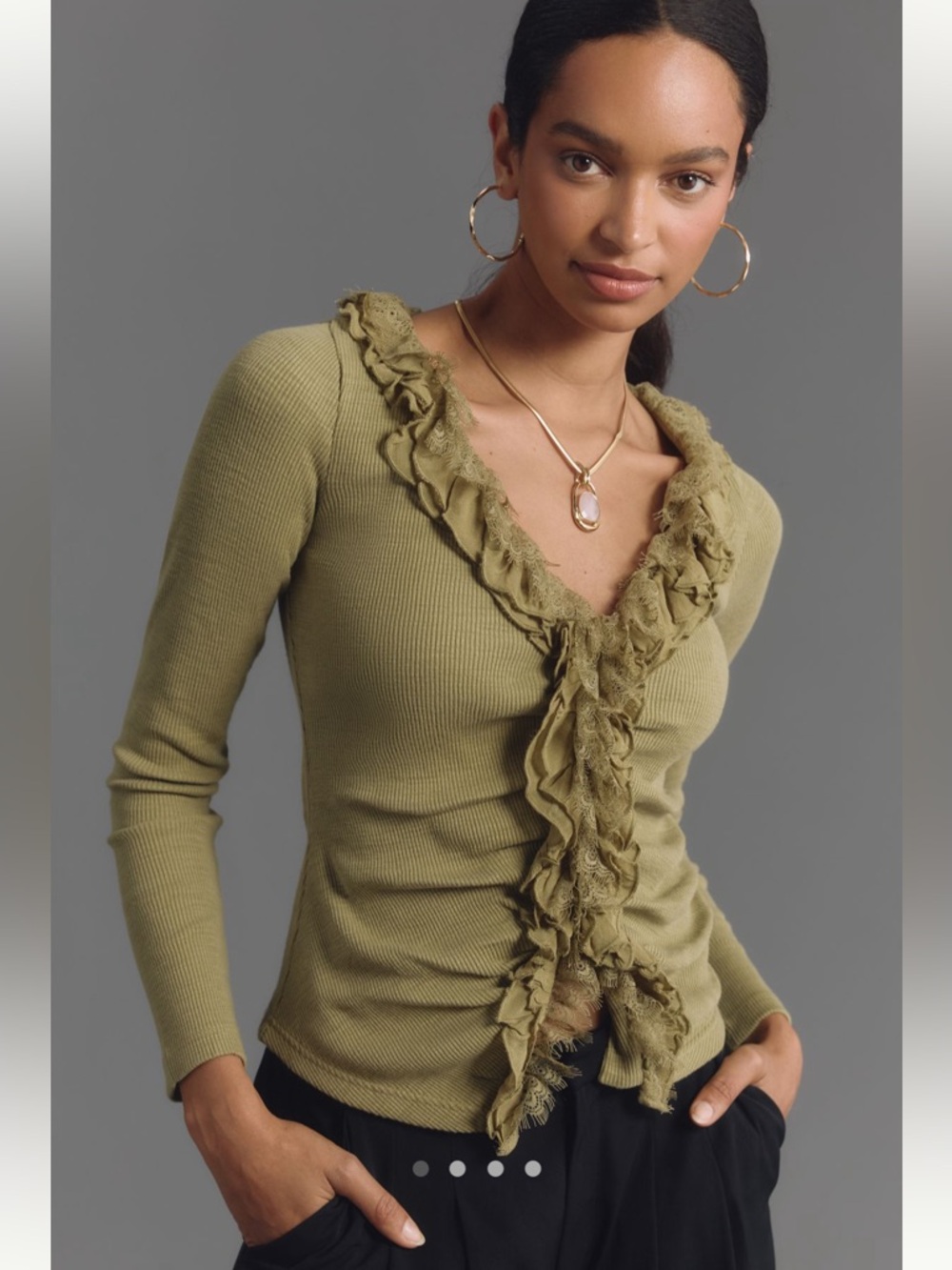 Anthropologie Ruffled Cardigan Top